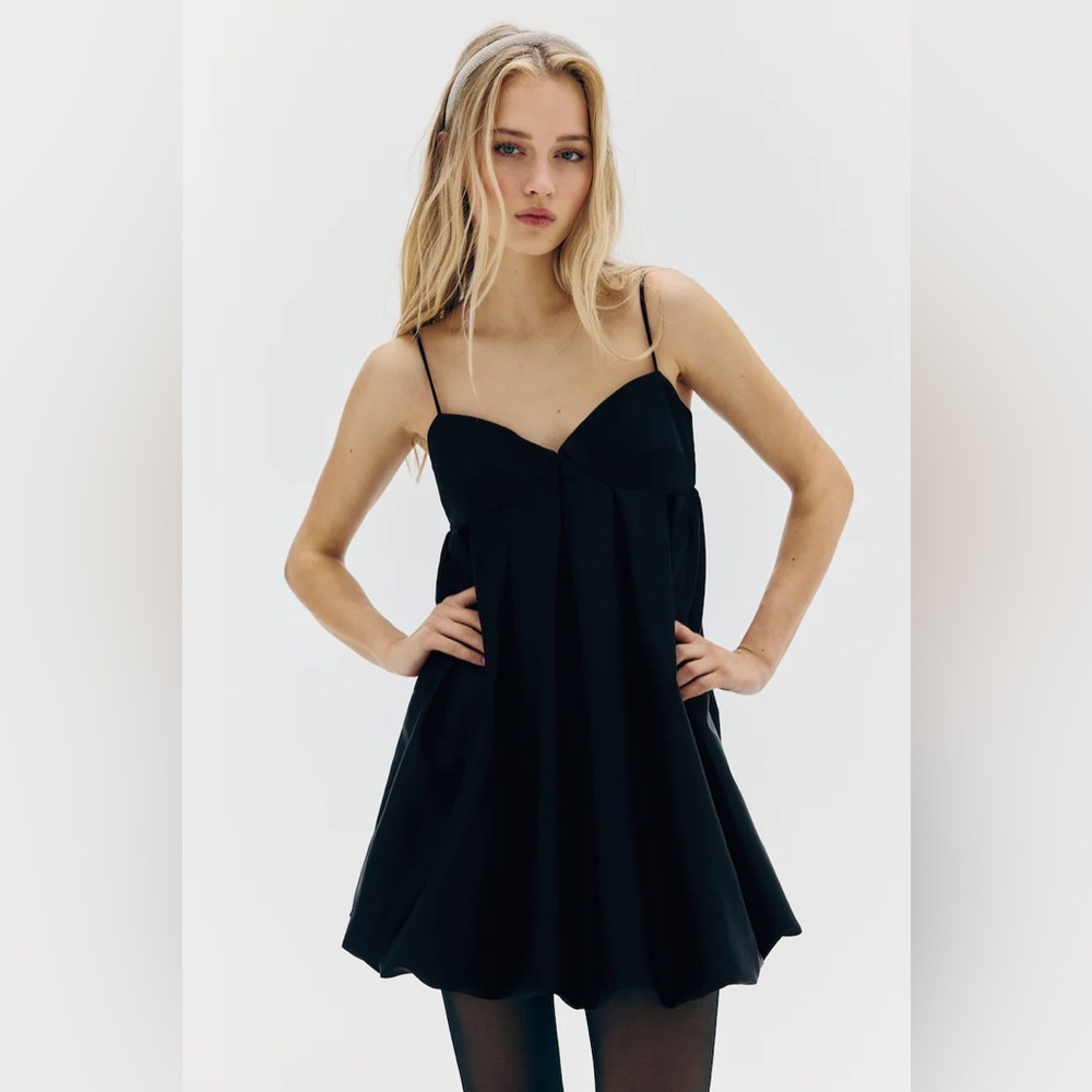 H&M Divided Pleated Bubble-Hem Dress satin NWT